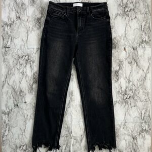 Vervet | women’s size 29 High rise uneven hem slim straight jeans black wash